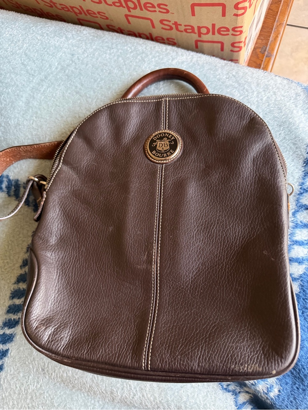 Dooney & Bourke Brown Leather Backpack with Top Handle